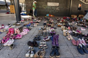 War refugees at the Keleti Railway Station